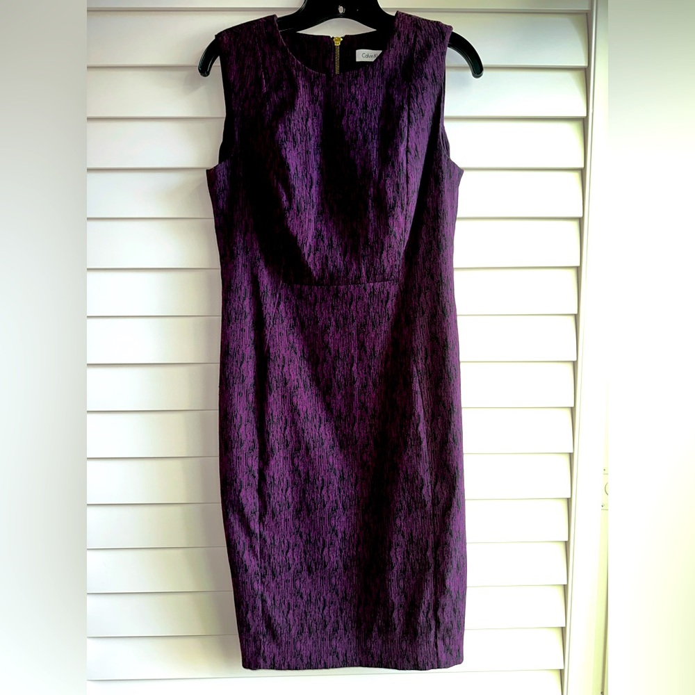 Calvin Klein black and purple print dress